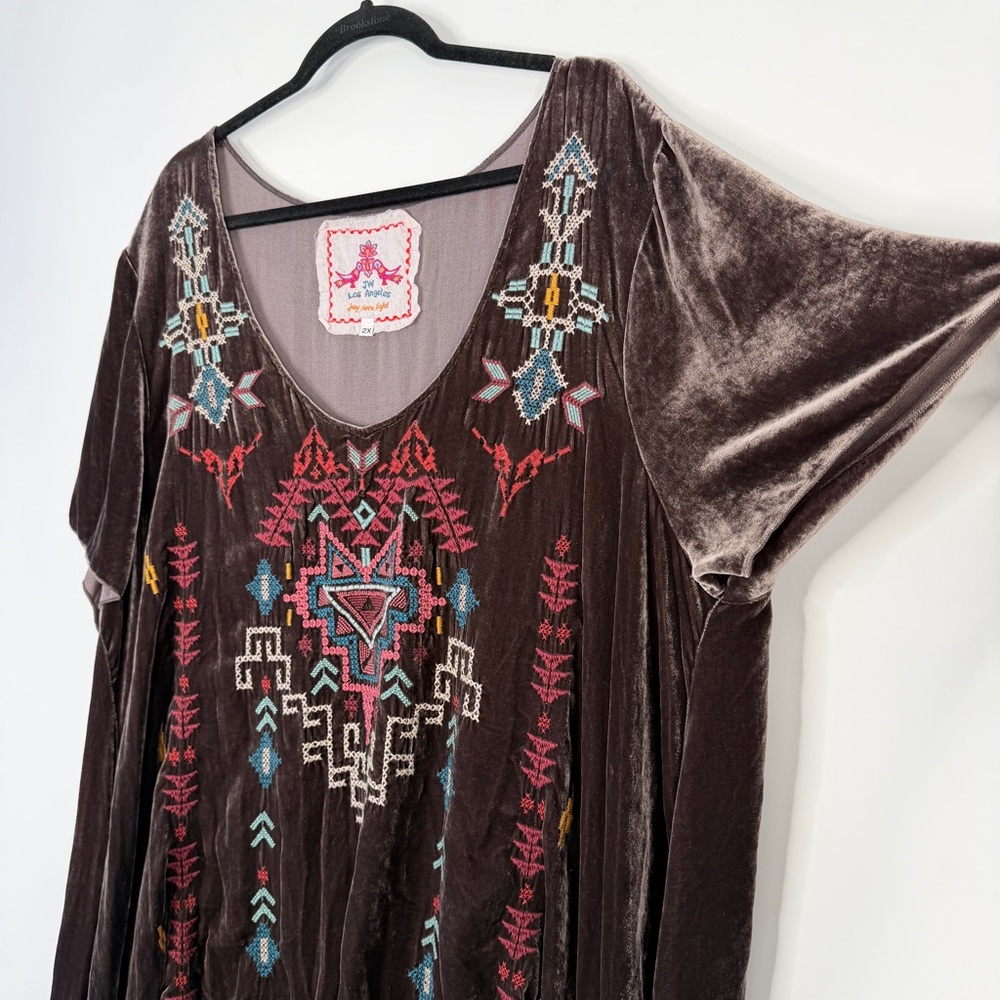 Johnny Was Brown velvet embroidered top size 2X #0062 - Picture 4 of 12
